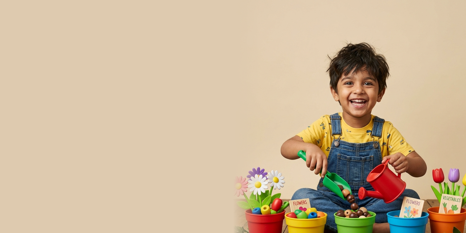 A child planting a small green seed