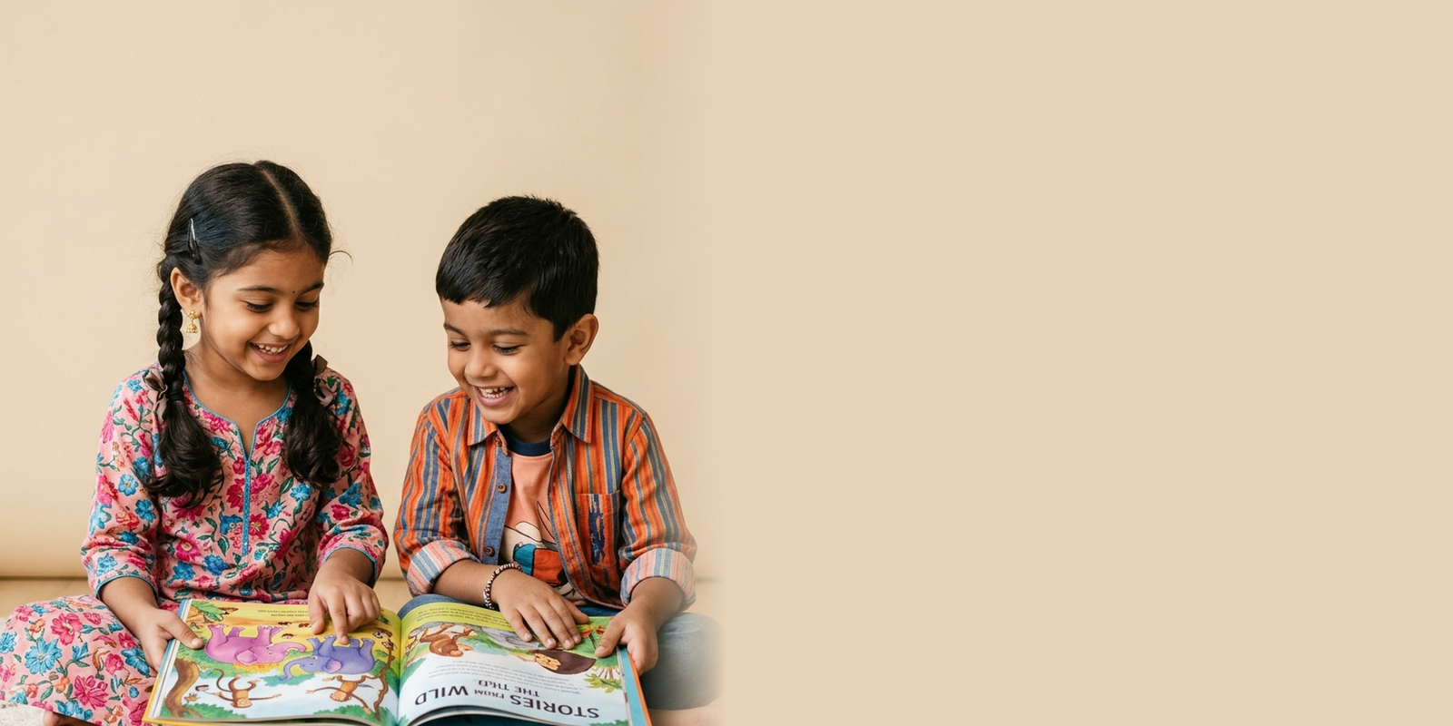 Children reading together inside the classroom
